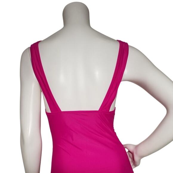J Crew Womens Ruched V Neck One Piece Size 12 Low Cut Leg High Rise Back Pink - Picture 4 of 7